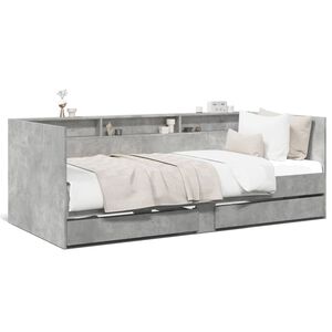 vidaXL Sofá cama con cajones sin colchón gris hormigón 75x190 cm