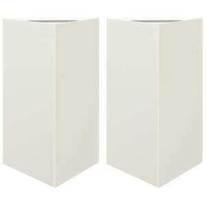 vidaXL Jardineras triangulares 2 uds acero blanco 50x43x75 cm