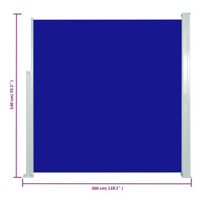 vidaXL Toldo lateral retráctil de jardín azul 140x300 cm