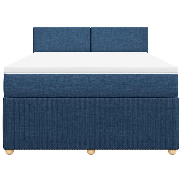 vidaXL Cama box spring con colch&oacute;n tela azul 140x200 cm