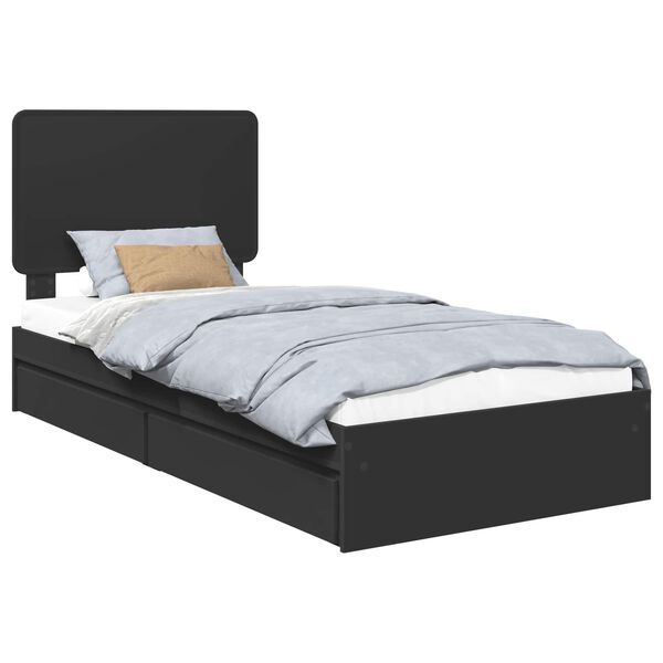vidaXL Cama con almacenamiento Negro 100 x 200 cm Madera de ingenier&iacute;a