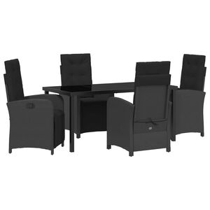 vidaXL Conjunto de Comedor de Jard&iacute;n 5 pcs Negro rat&aacute;n sint&eacute;tico