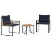 vidaXL Juego de muebles de exterior con cojín 3 pcs Azul Marino