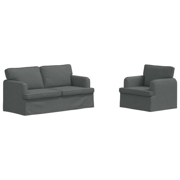 vidaXL Sof&aacute; 2 pcs Gris oscuro 162 x 80 x 85 cm tela