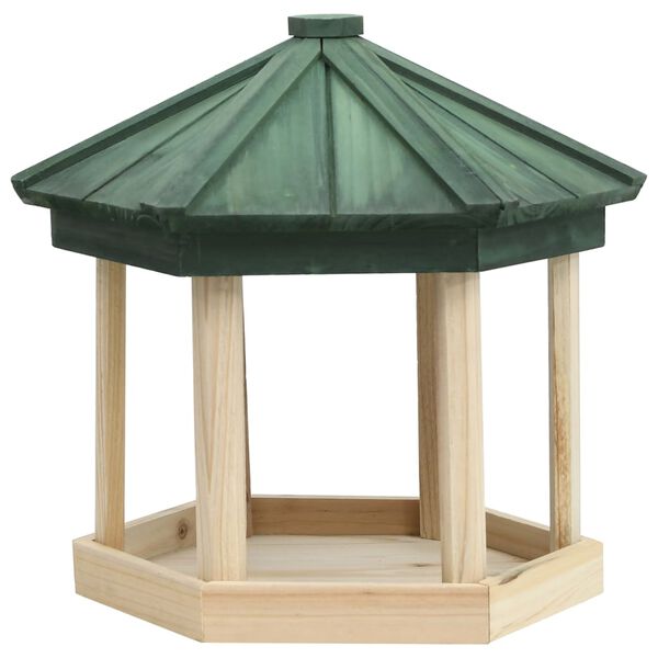 vidaXL Comedero para pájaros octogonal madera maciza de abeto 33x30 cm