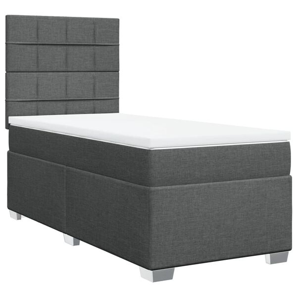 vidaXL Cama box spring con colch&oacute;n tela gris oscuro 80x200 cm