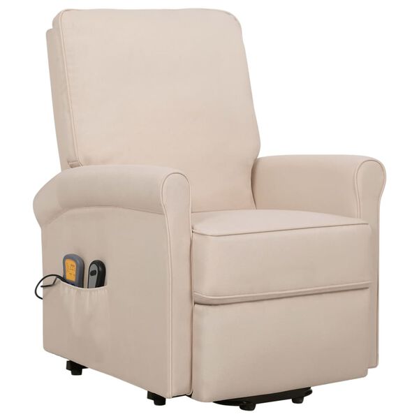 vidaXL Sill&oacute;n de masaje elevable tela color crema
