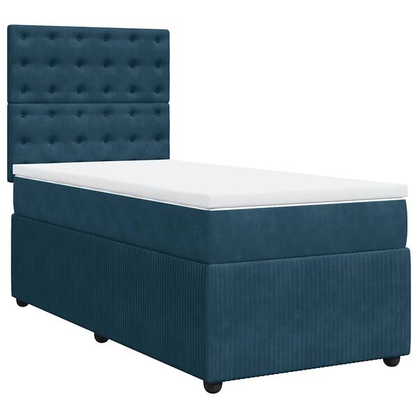 vidaXL Cama box spring con colch&oacute;n terciopelo azul oscuro 80x200 cm