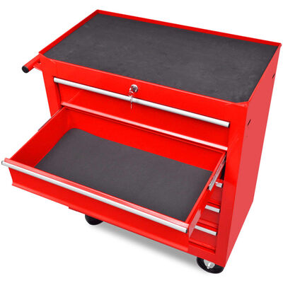 vidaXL Carrito caja de herramientas 5 cajones rojo