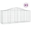 vidaXL Cestas de gaviones 3 uds forma de arco hierro 200x50x80/100 cm