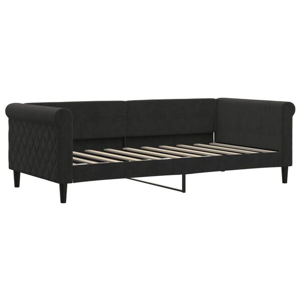 vidaXL Sof&aacute; cama nido con colch&oacute;n terciopelo negro 90x190 cm