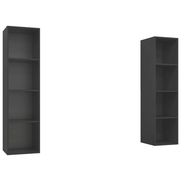 vidaXL Muebles de sal&oacute;n de pared 2 piezas madera de ingenier&iacute;a gris