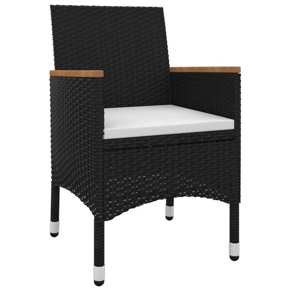 vidaXL Set comedor de jard&iacute;n 5 pzas y cojines rat&aacute;n sint&eacute;tico y vidrio