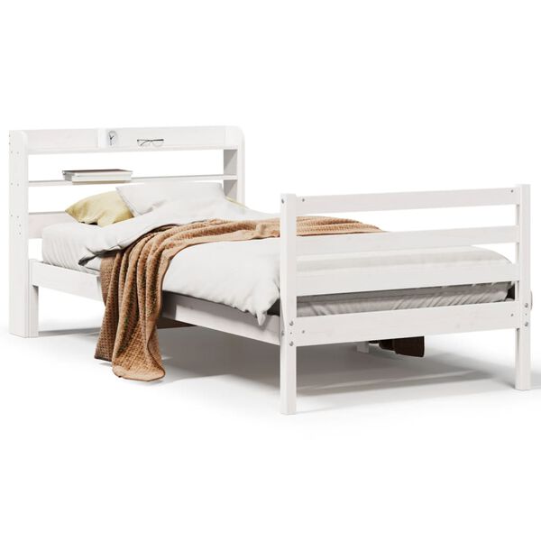 vidaXL Estructura de cama con cabecero sin colch&oacute;n blanco 90x200 cm