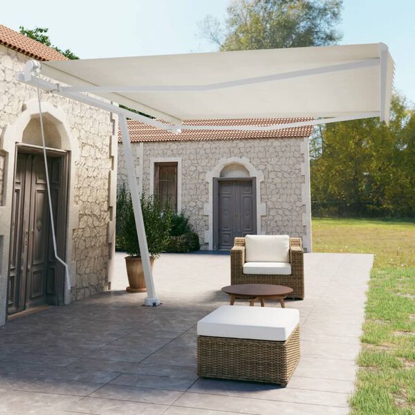 vidaXL Toldo de pie retráctil manual crema 450x350 cm