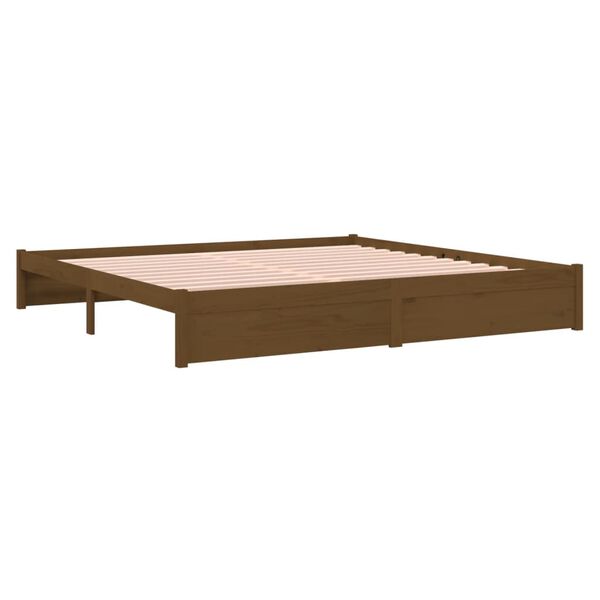 vidaXL Estructura cama sin colch&oacute;n madera maciza marr&oacute;n miel 200x200cm