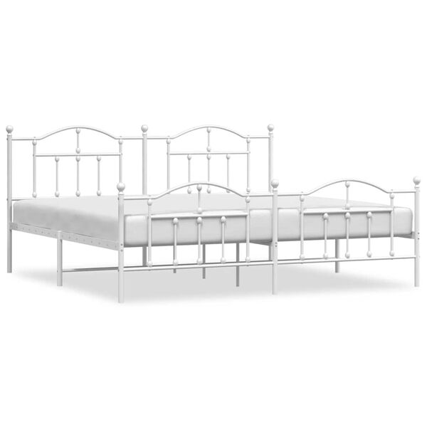 vidaXL Estructura cama sin colch&oacute;n con estribo metal blanco 200x200 cm