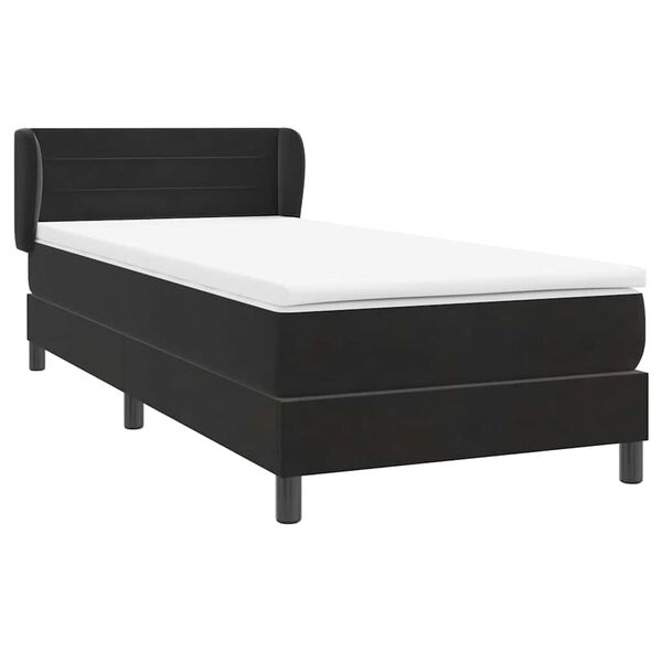 vidaXL Cama box spring con colch&oacute;n cuero sint&eacute;tico negro 80x210 cm