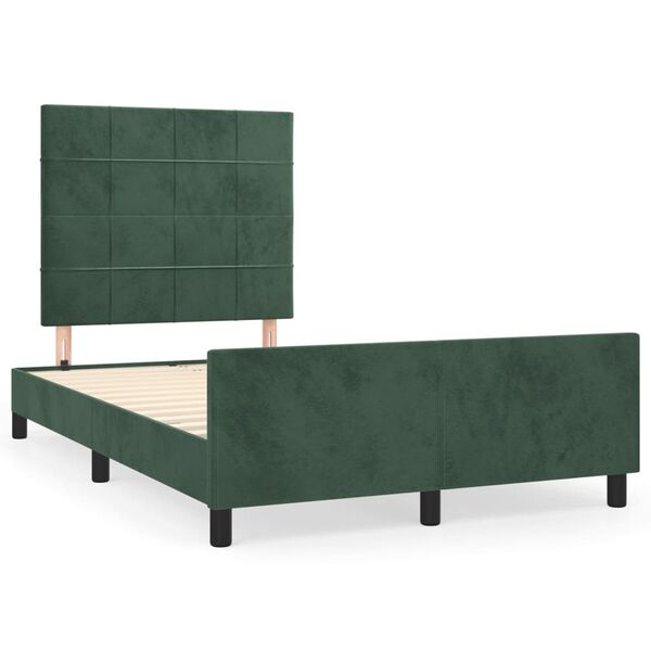 vidaXL Estructura cama sin colch&oacute;n terciopelo verde oscuro 120x200 cm