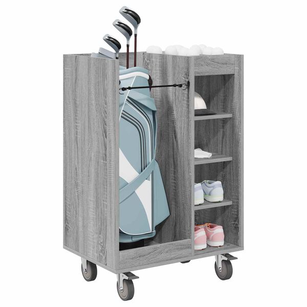 vidaXL Armario de Golf con rueda Liso Gris Sonoma 65 x 45 x 98 cm