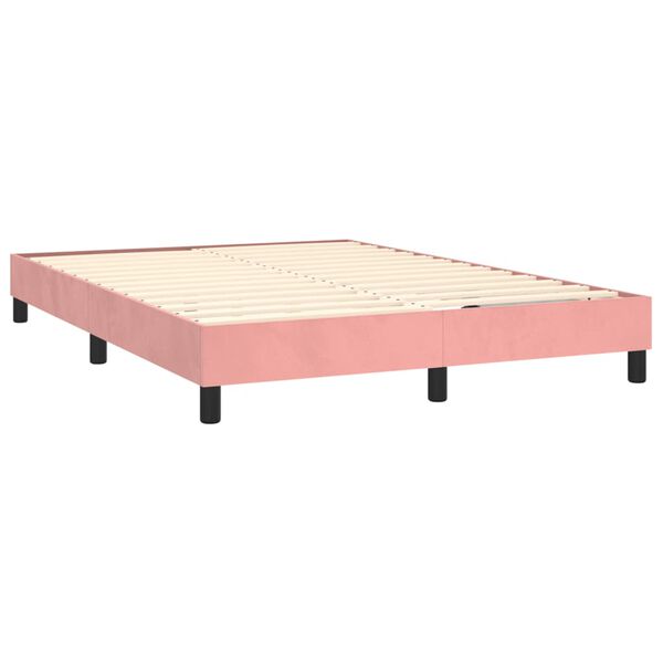 vidaXL Cama box spring con colch&oacute;n terciopelo rosa 140x190 cm