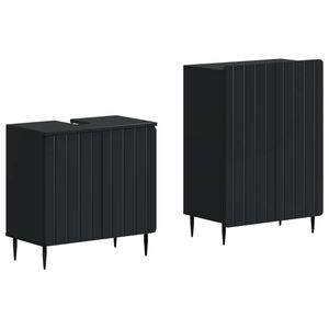 vidaXL Juego de gabinete de ba&ntilde;o de 2 piezas ZWOLLE Negro