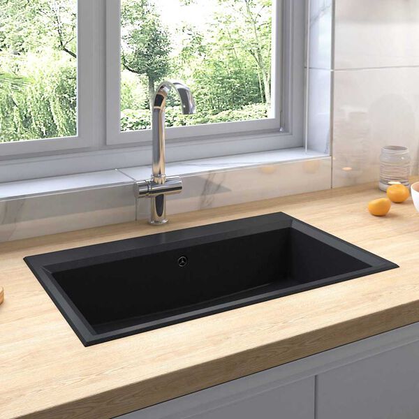 vidaXL Fregadero de cocina Negro 79 x 50 x 31 cm Cuarzo y resina