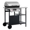 vidaXL Barbacoa port&aacute;til de gas con mesita 3 estantes negro y plateado