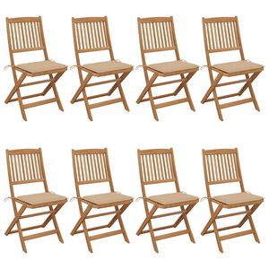 vidaXL Sillas de jard&iacute;n plegables 8 uds madera maciza acacia y cojines