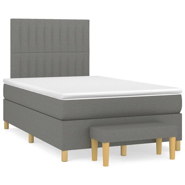vidaXL Cama box spring con colch&oacute;n tela gris oscuro 120x190 cm
