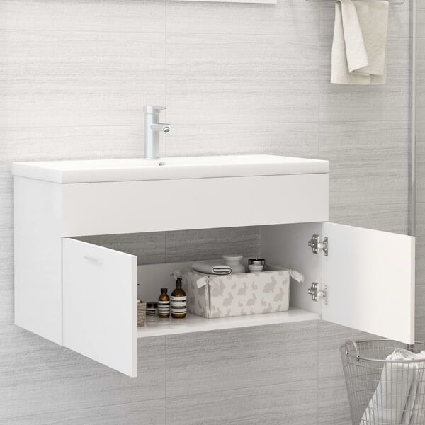 vidaXL Mueble con lavabo madera de ingenier&iacute;a blanco