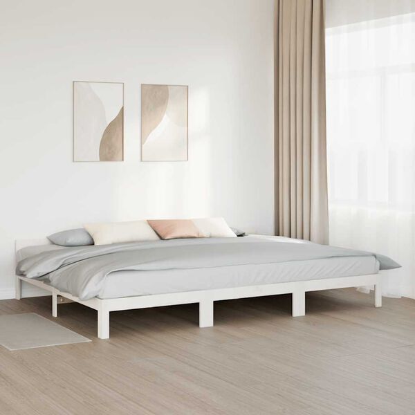 vidaXL Estructura de cama familiar sin colch&oacute;n blanco 240x200 cm