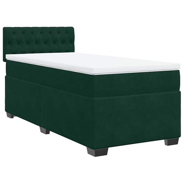 vidaXL Cama box spring con colch&oacute;n terciopelo verde oscuro 90x190 cm