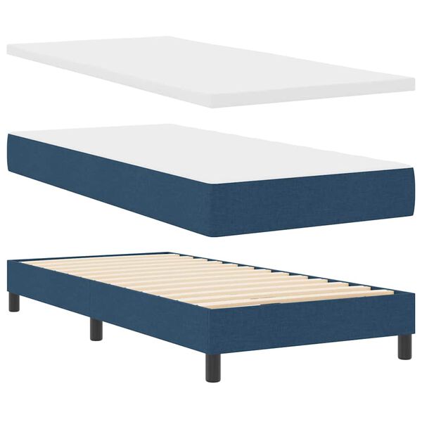 vidaXL Cama tipo Box Spring con colch&oacute;n Azul 200 x 100 cm Poli&eacute;ster