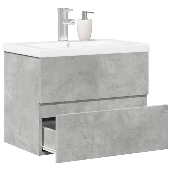 vidaXL Set muebles de ba&ntilde;o 2 piezas madera contrachapada gris hormig&oacute;n