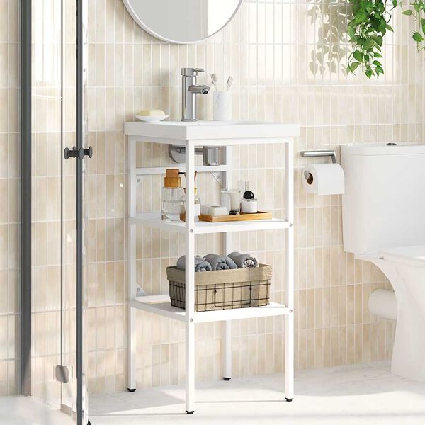 vidaXL Estructura de lavabo de hierro blanco 40x38x31 cm