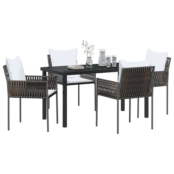 vidaXL Conjunto de Comedor de Jard&iacute;n 5 pcs Marr&oacute;n y Negro