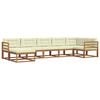 vidaXL Conjunto de sof&aacute;s de exterior con coj&iacute;n 7 pcs Natural y Crema
