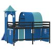 vidaXL Cama alta para ni&ntilde;os con torre madera pino azul 90x190 cm