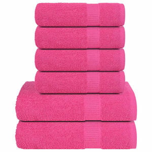 vidaXL Juego de toallas FROGN 6 piezas rosa 360 g/m&sup2;