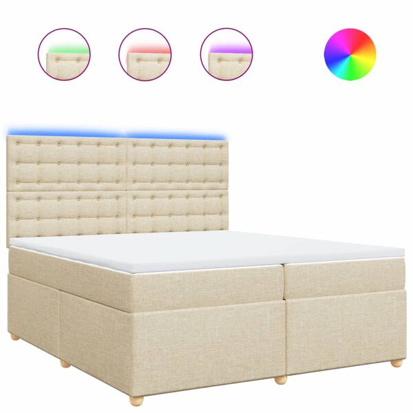 vidaXL Cama box spring con colch&oacute;n tela color crema 200x200 cm