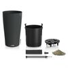 LECHUZA Jardinera CILINDRO Cottage 23 ALL-IN-ONE negro granito &Oslash;23 cm