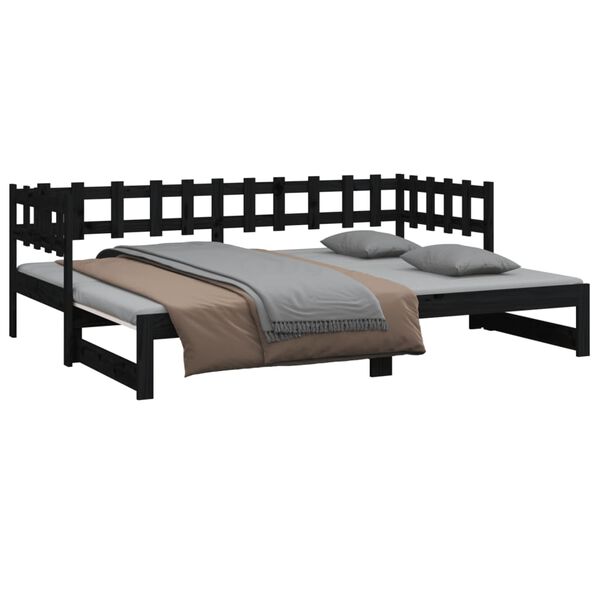 vidaXL Sof&aacute; cama extra&iacute;ble sin colch&oacute;n negro 2x(80x200) cm