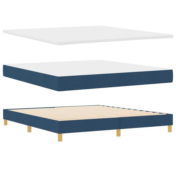 vidaXL Cama con Somier con colch&oacute;n con cabecera Azul 180 x 200 cm tela