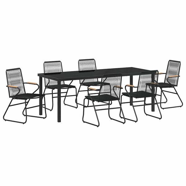 vidaXL Conjunto de Comedor de Jard&iacute;n 7 pcs Negro