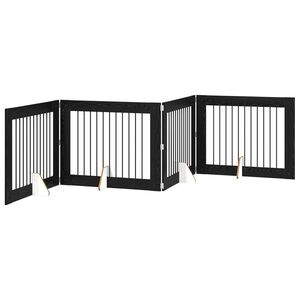 vidaXL Puerta para perros plegable con soportes 4 uds. Roble Negro