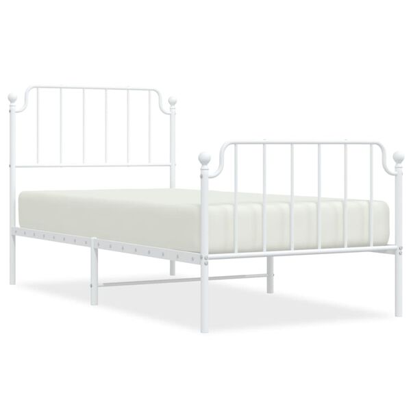 vidaXL Estructura cama sin colch&oacute;n con estribo metal blanco 90x190 cm