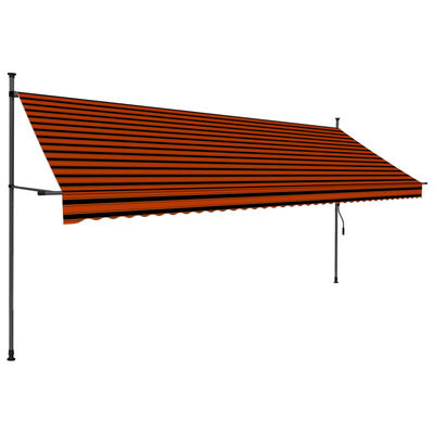 vidaXL Toldo manual retráctil con LED naranja y marrón 400 cm