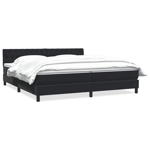 vidaXL Cama box spring con colch&oacute;n terciopelo negro 180x220 cm
