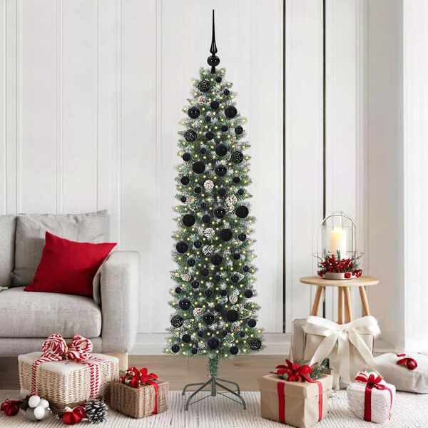 vidaXL &Aacute;rbol Navide&ntilde;o Artificial Delgado con 300 LED Verde y 180 cm